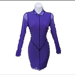 Fashion Nova Mesh Long Sleeve Mini Dress S Gloved Gothic Whimsigoth #7111